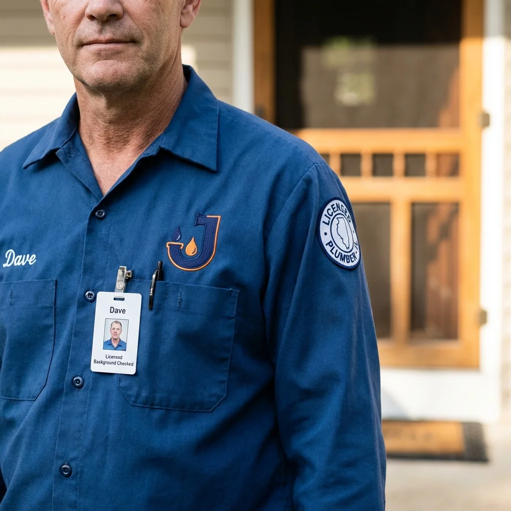 Licensed plumber showing ID badge in Eunice, NM