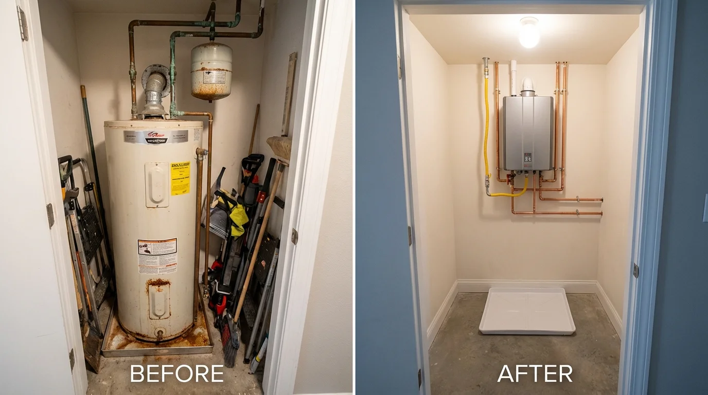 Tank water heater versus wall-mounted tankless unit comparison for Eunice, NM homeowners